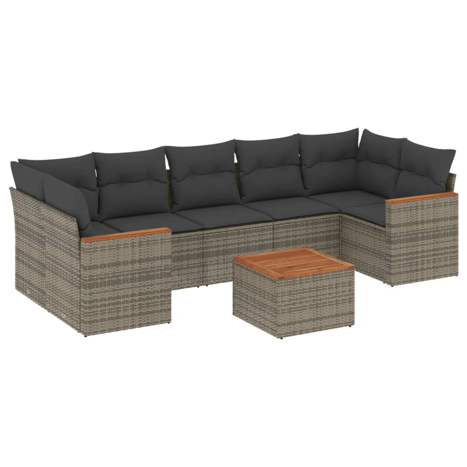 vidaXL 8-Tlg Garten-Sofagarnitur mit Kissen Grau Poly Rattan 3225815