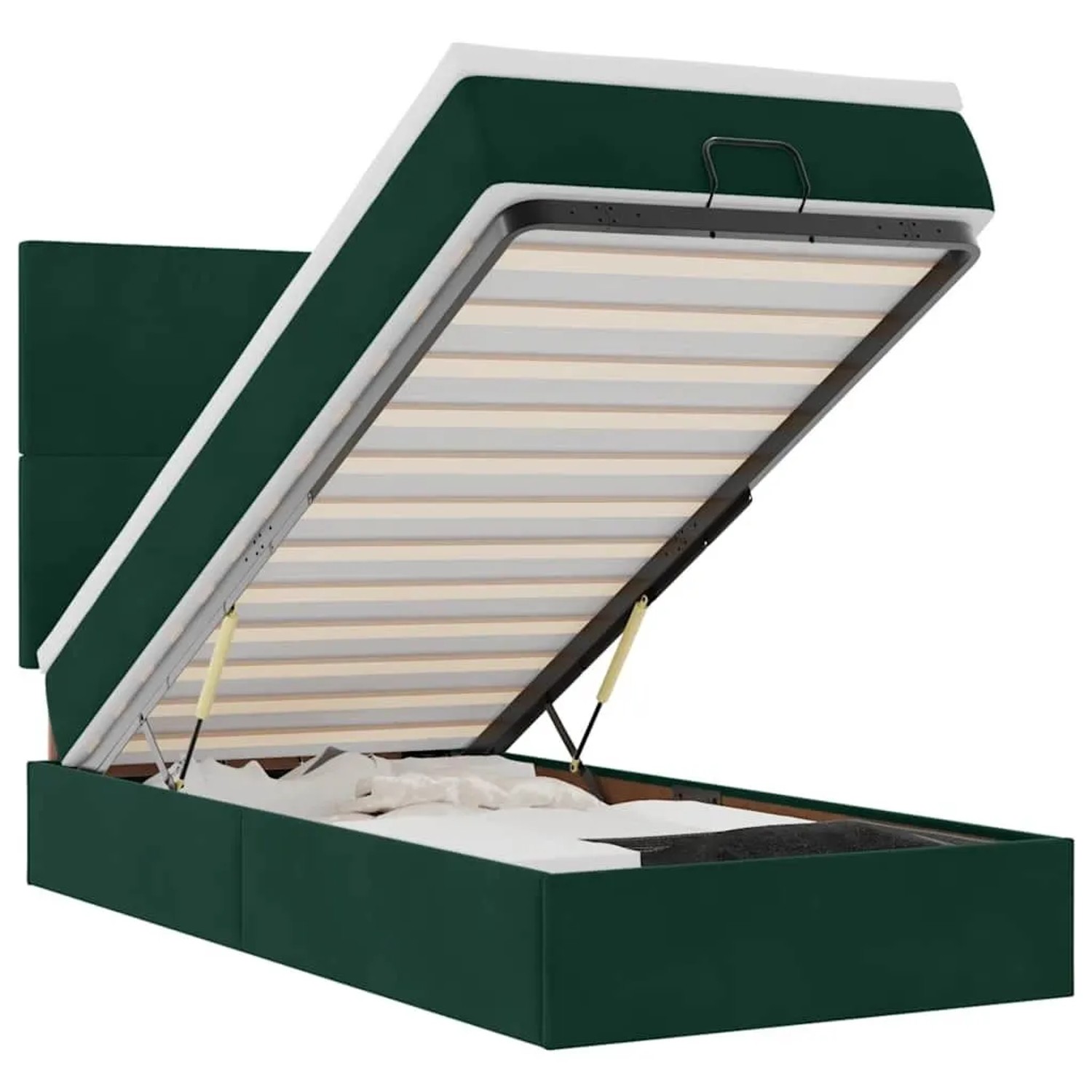 vidaXL Ottoman-Bett mit Matratzen und LEDs Dunkelgrün 100x200 cm Samt 3314231