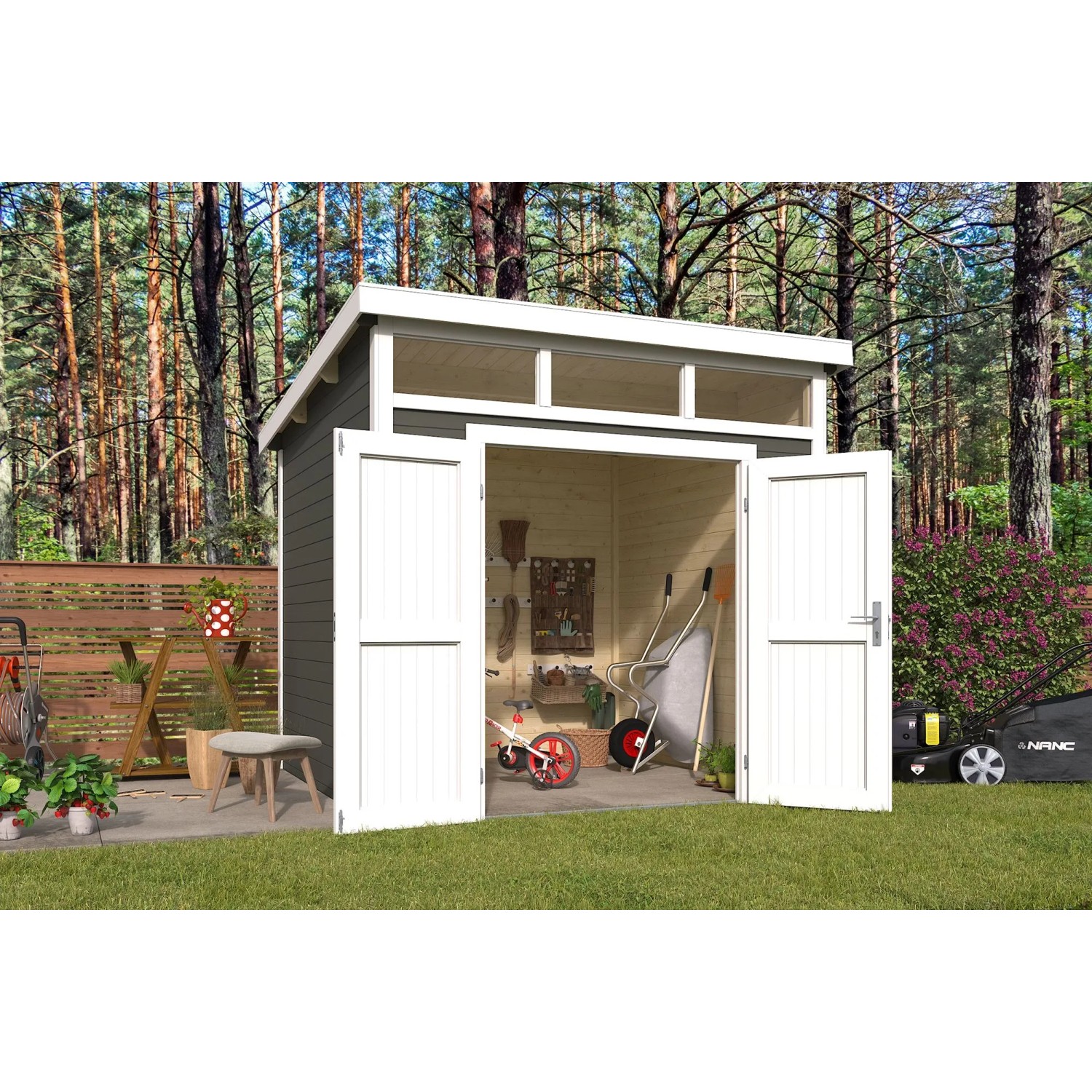 Lasita Gartenhaus Kibo 3 Grau-Grün 250 cm x 250 cm