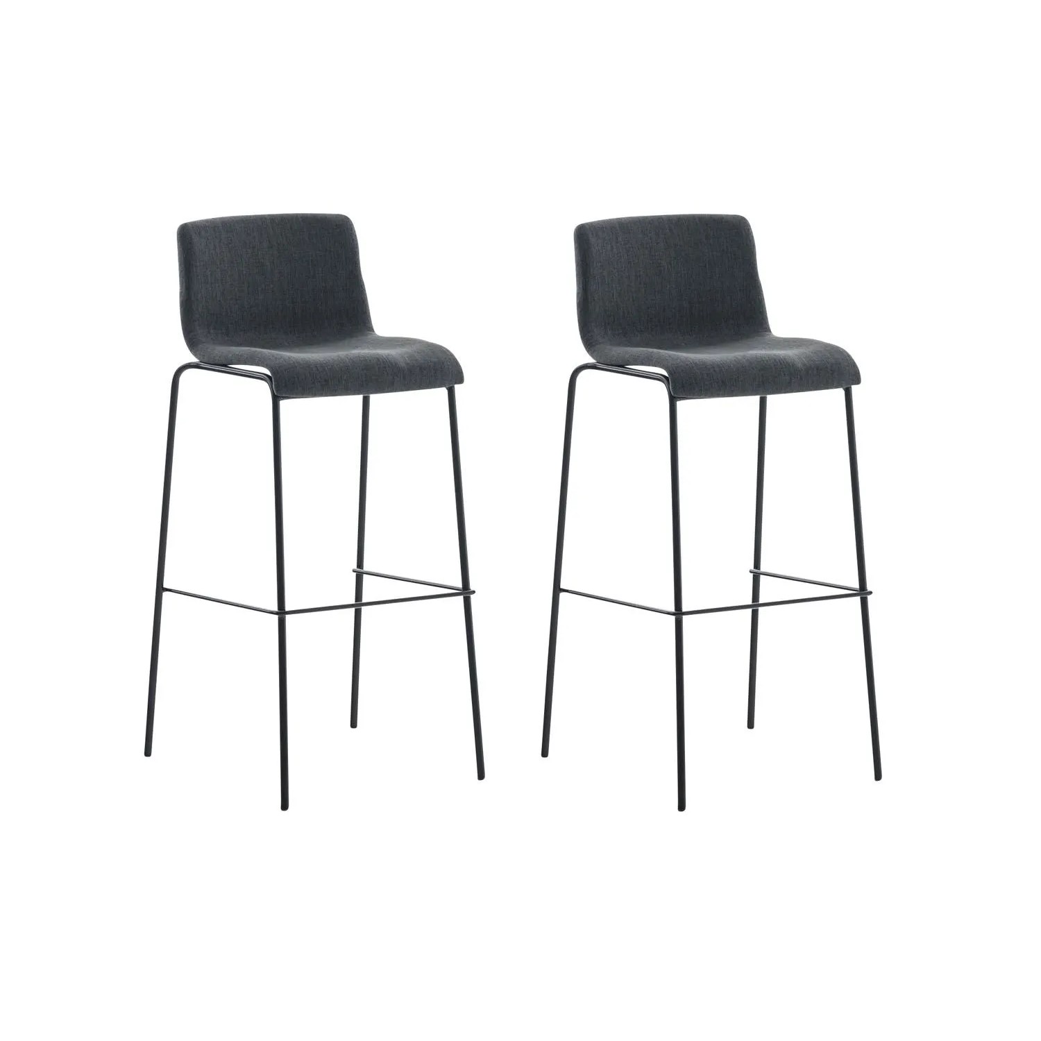 DELUKE 2er Set Barhocker TENAR Stoff Dunkelgrau 43x48x100cm Schwarz Barstuhl Mit Lehne Tresenhocker Tresenstuhl