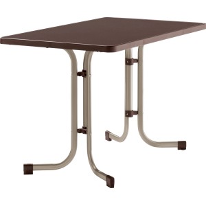 Rechteckiger Sieger Klapptisch in Champagner, 70x115 cm. Praktischer Gartentisch für Balkon und Terrasse.