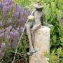 Wasserspeier Froschkönig Gunter, Teichfigur aus Bronze, 32x17x24cm, für Gartenteich und Bachlauf.