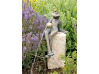 Wasserspeier „Froschkönig Gunter“ – Bronze-Figur Von Künstler Hanf, Für Garten & Teich