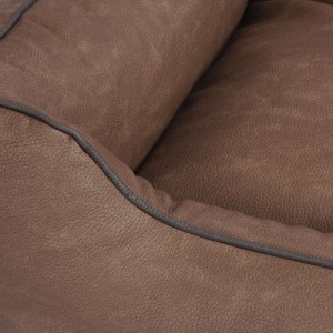 Knuffelwuff Hundebett Scottsdale, braunes Kunstleder, Größe M-L, Detailansicht.