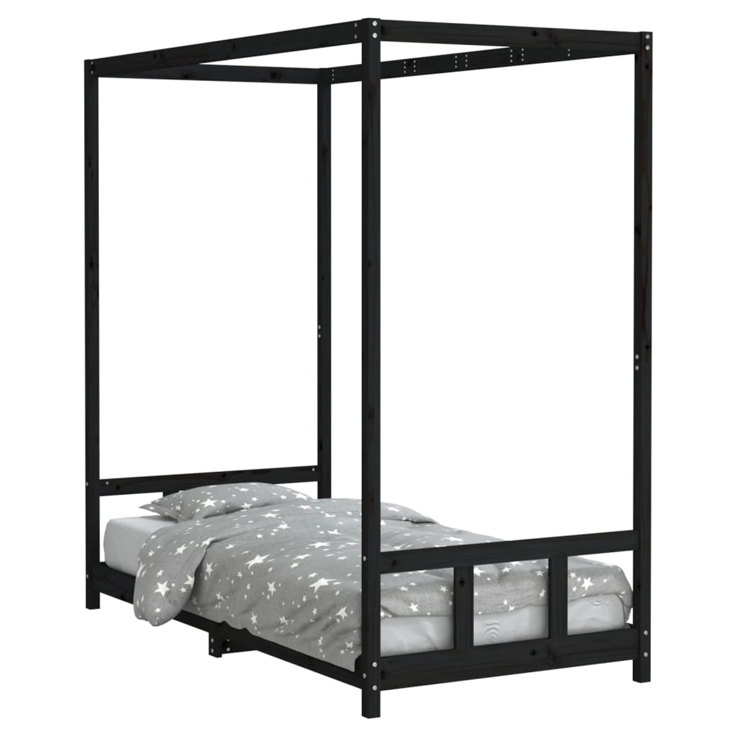vidaXL Kinderbett Schwarz 90x190 cm Massivholz Kiefer 834518 günstig online kaufen