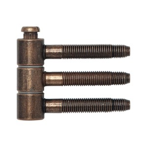 SFS Einbohrband Steckband 3-teilig, bronze patiniert. Robustes Türband aus Stahl mit Gewindebolzen für Holztüren.