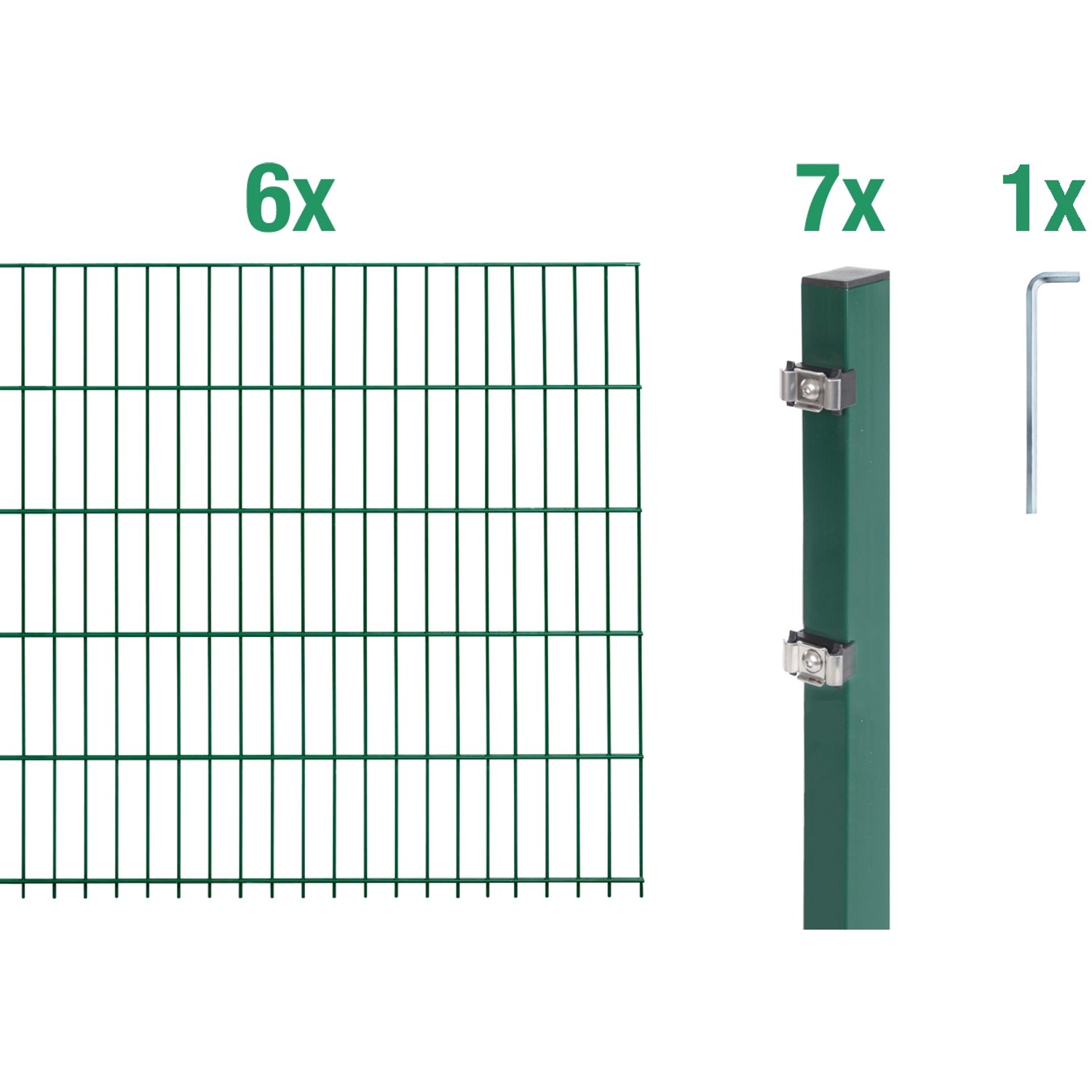 Metallzaun Grund-Set Doppelstabmatte verz. Grün beschichtet 6 x 2 m x 0,8 m günstig online kaufen