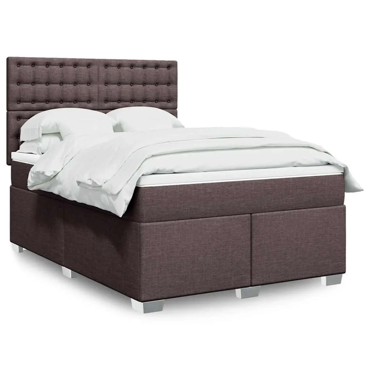 vidaXL Boxspringbett mit Matratze Dunkelbraun 140x190 cm Stoff 3292800