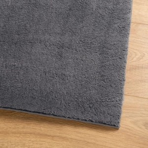 Anthrazitfarbener, waschbarer Kurzflor-Teppich (240x240 cm) von vidaXL. Weicher Teppich für Wohnzimmer und Schlafzimmer.