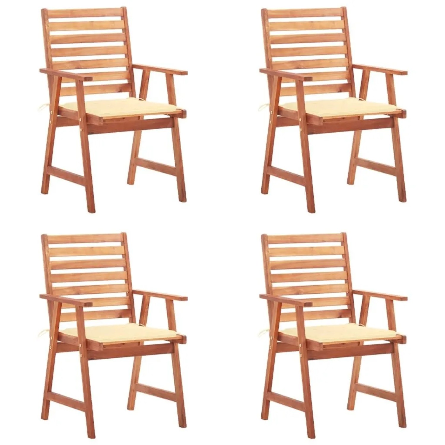 vidaXL Garten-Essstühle 4 Stk mit Kissen Massivholz Akazie 3078322
