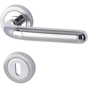 Alpertec Rosetten-Garnitur New York II, Edelstahl satiniert/poliert, für Zimmertüren.