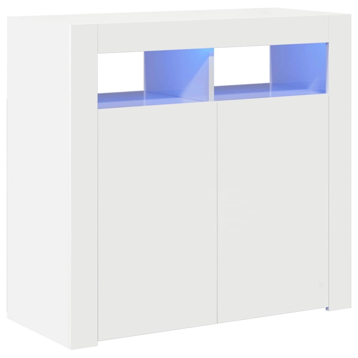 vidaXL Sideboard mit LED-Leuchten Hochglanz-Weiß 80x35x75 cm 804334