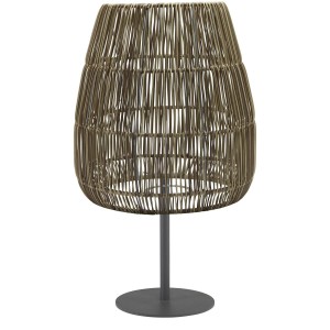 PR Home Agnar Outdoor Stehlampe, schwarz/beige, Rattan-Optik. Terrassen-Beleuchtung für außen.