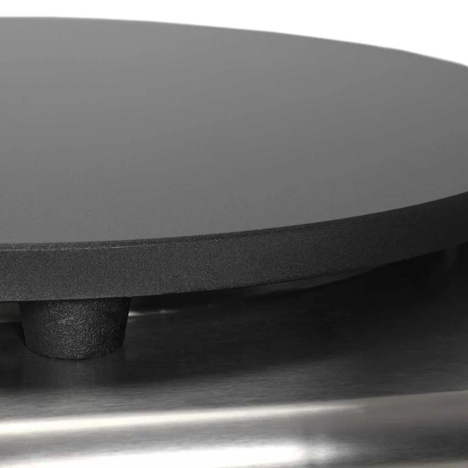 Detailaufnahme: Elektrischer Crepe Maker vidaXL mit Gusseisenplatte und Edelstahlgehäuse.