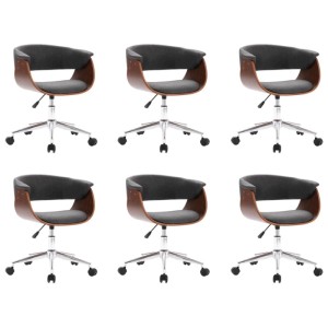 vidaXL Drehbare Esszimmerstühle 6 Stk Grau Stoff 3054886