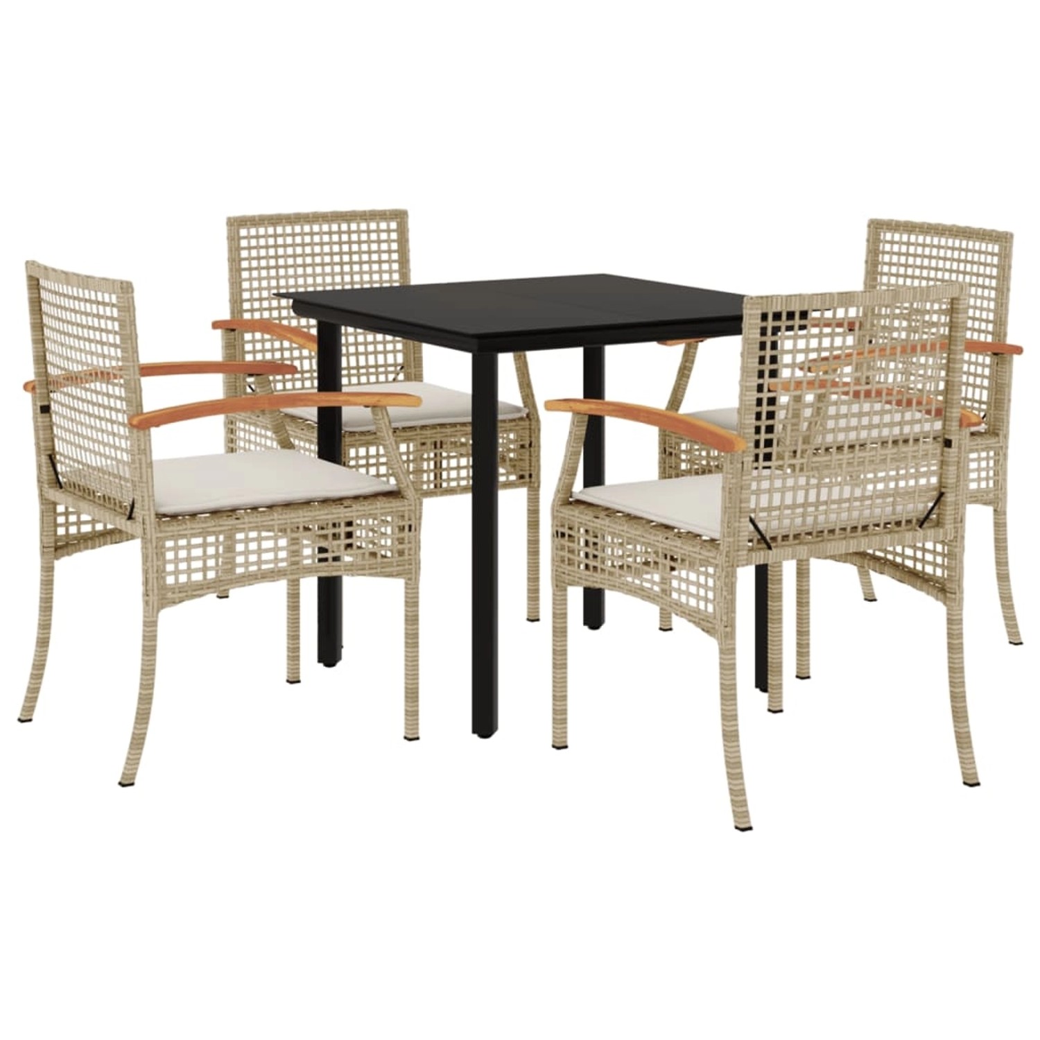 vidaXL 5-Tlg Garten-Essgruppe mit Kissen Beige Poly Rattan 3213632 günstig online kaufen