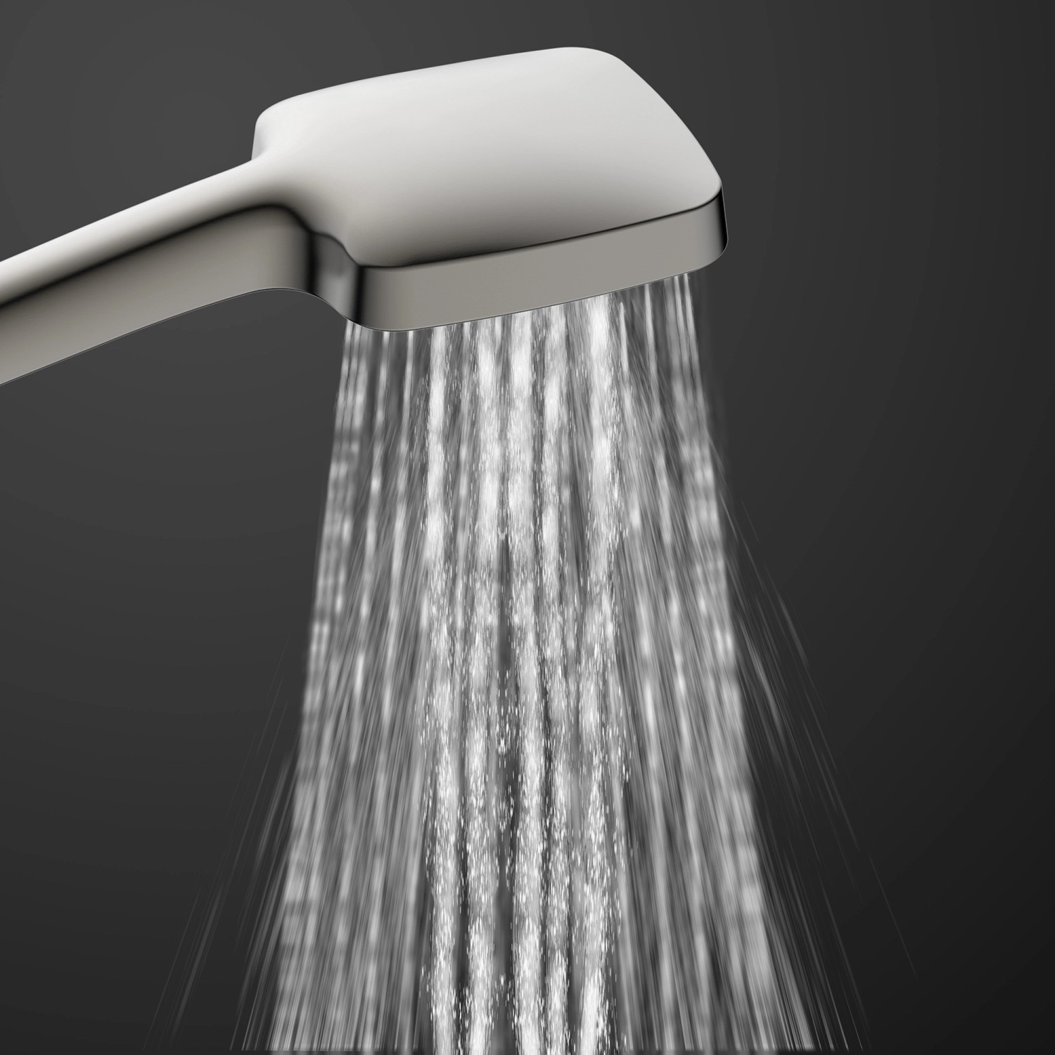 Schütte Handbrause Hawaii, eckig, graphit matt mit Wasserstrahl.