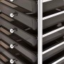 Schwarzer Rollcontainer mit 10 Schubladen aus Kunststoff und verchromtem Rahmen von vidaXL.