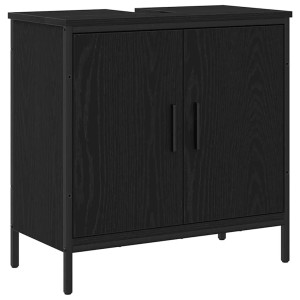 vidaXL Waschbeckenunterschrank in Schwarz Eichen-Optik, 60x30x60 cm, mit zwei Türen.