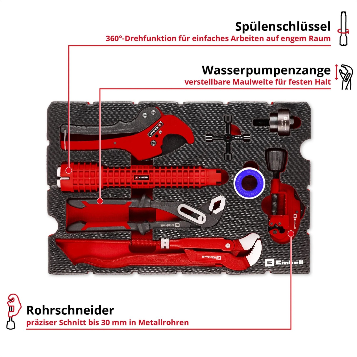 Einhell Werkzeug-Pad Sanitärinstallation E-Case 8-teilig_9