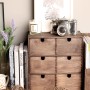 Dekorative Holzkommode mit Kreidefarbe behandelt, dunkles Möbelwachs für Vintage-Look.