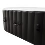 Detailansicht des schwarzen, aufblasbaren Juskys SpaLuxe Whirlpools aus robustem PVC mit weißen Rändern, Griffen und Schnallen.