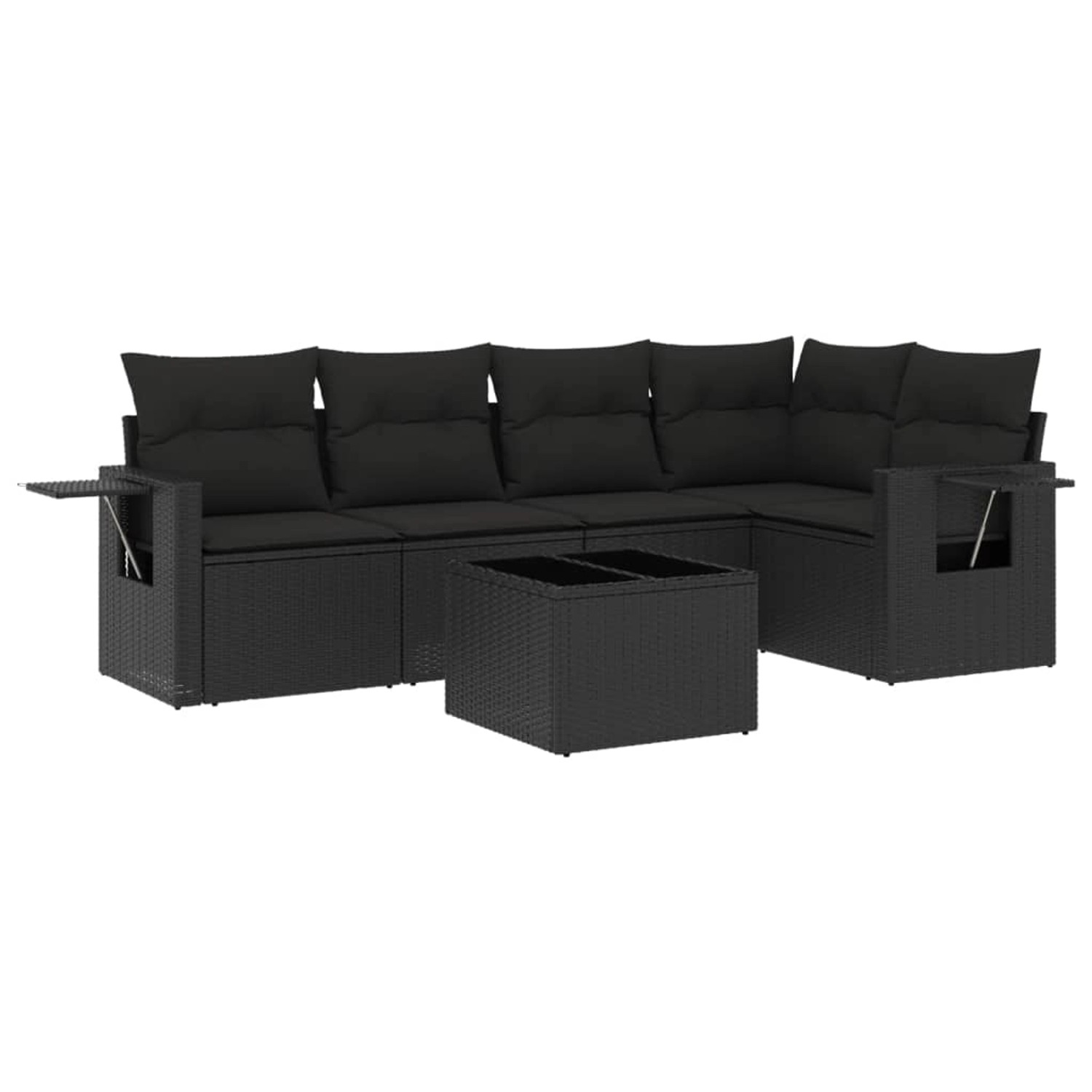 vidaXL 6-Tlg Garten-Sofagarnitur mit Kissen Schwarz Poly Rattan 3252472 günstig online kaufen