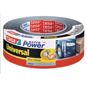Tesa Extra Power Universal Klebeband, silber, 50m x 50mm. Vielseitig einsetzbar zum Reparieren und Befestigen.