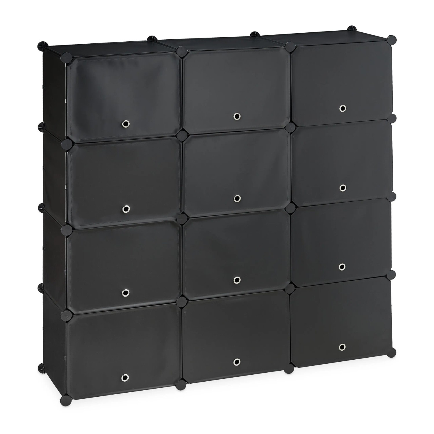 Relaxdays Schuhschrank mit 24 Fächern Kunststoff Metall Schwarz Modular Erweiterbar 125 cm x 125 cm x 31,5 cm 11 kg