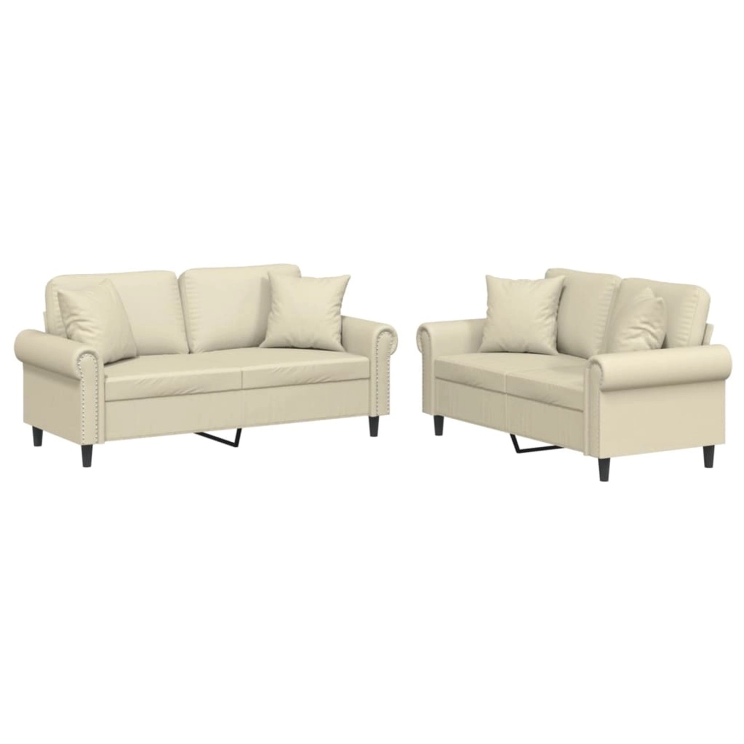 vidaXL 2-Tlg Sofagarnitur mit Kissen Creme Kunstleder 3202161 günstig online kaufen