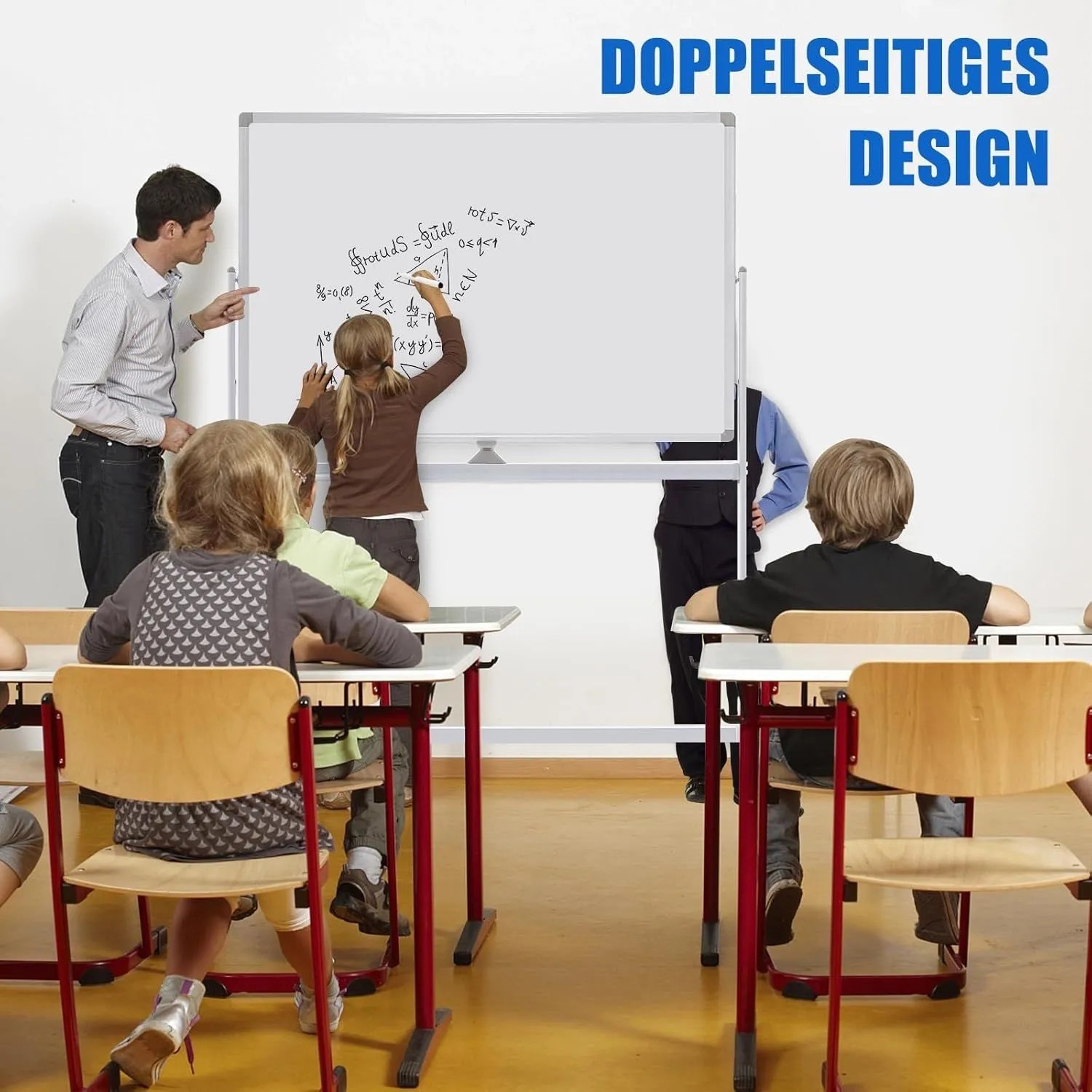 Costway Doppelseitiges Mobiles Whiteboard mit Rollen Weiß 120 x 80 cm_6