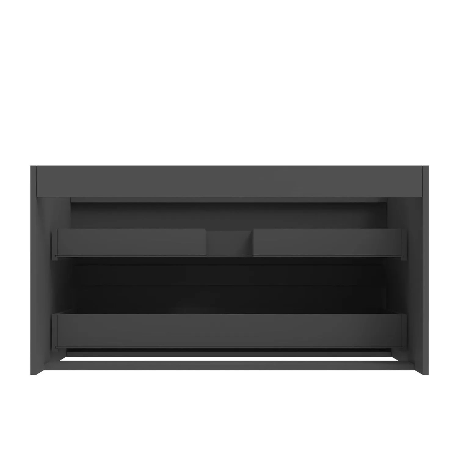 Anthrazitfarbener Waschbeckenunterschrank Y244X mit 2 Schubladen, eine offen, 99x45x52cm, minimalistisch.