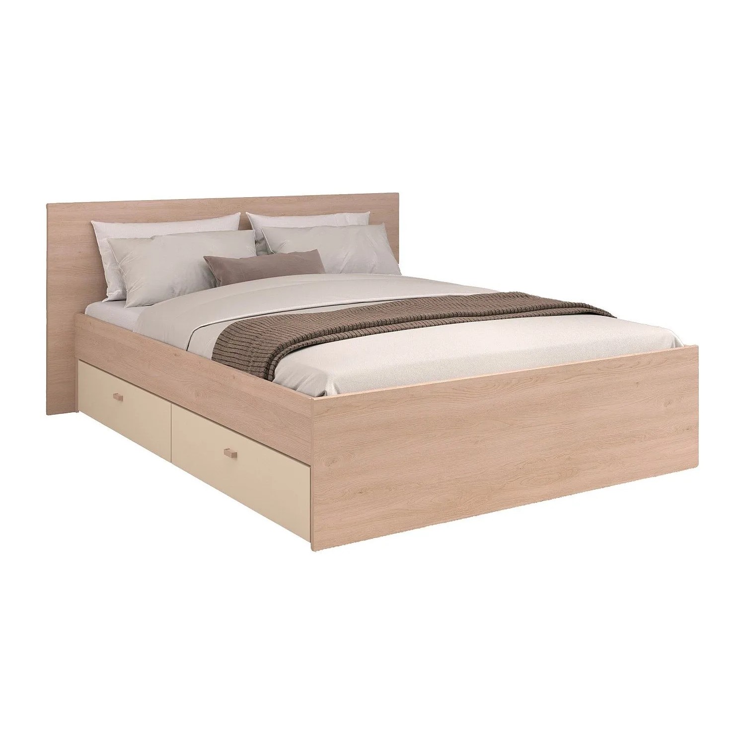 Vente-unique Bettrahmen Velona Beige  Naturfarben Hell 164.4 cm