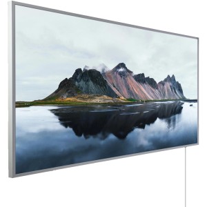 Könighaus Infrarotheizung mit Berg- und Seemotiv, 50x60 cm, 300W. Elektrische Heizung mit Panoramabild.