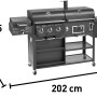 Jamestown Kombigrill Drake: Gas-, Holzkohle- und Smoker-Grill in einem, mit Ablageflächen und Rädern.