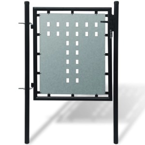 Schwarzes vidaXL Zauntor Einzeltor, 100x150 cm, mit dekorativem Lochmuster.