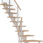 Dolle Mittelholmtreppe Frankfurt, Buche weiß, 1/4 gewendelt, mit Metallgeländer.