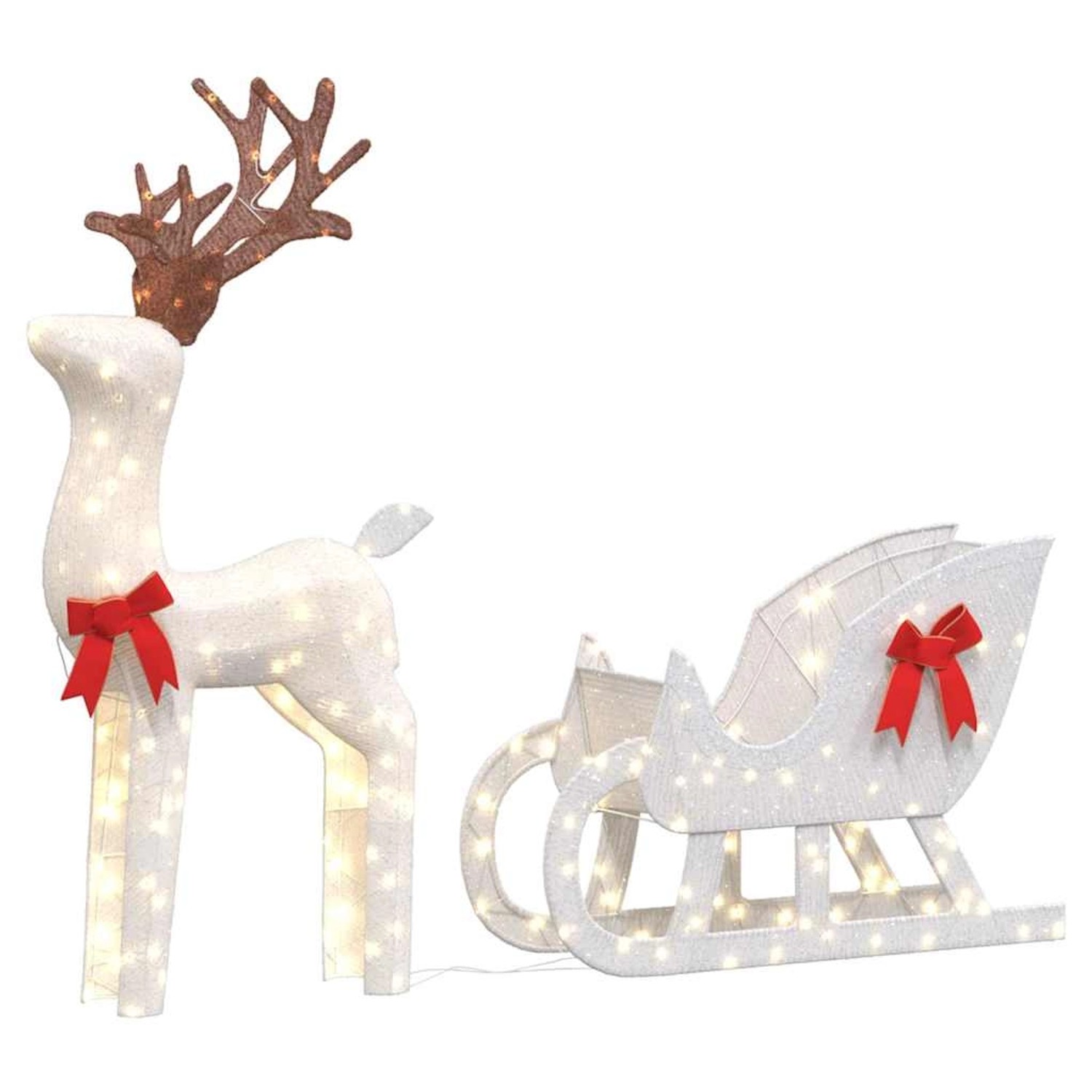 vidaXL LED-Rentiere mit Schlitten 100 LEDs Kaltweiß 4019493