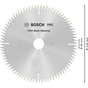 Bosch Kreissägeblatt Multi Material, 216 mm Durchmesser, für präzise Schnitte in verschiedenen Materialien.