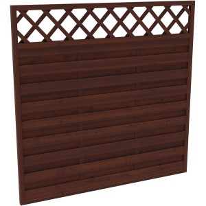 Braunes Sichtschutzzaun-Element Country, 180x180 cm, mit Latten und Gittermuster für Garten & Terrasse.