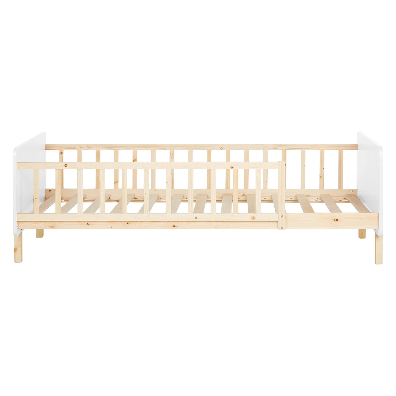 Homestyle4u Kinderbett 90x200 mit Raufallschutz Lattenrost Weiß 2604_5