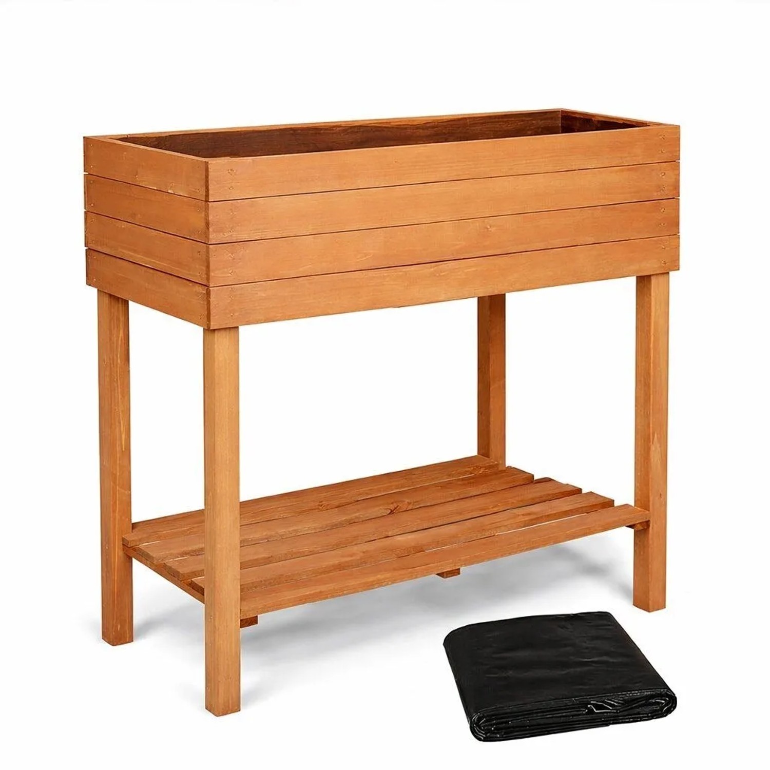 TTL GARDEN Hochbeet Pflanzkasten M 80×40×80 cm – Balkon Hochbeet Aus Tannenholz Braun Mit Ablagefach