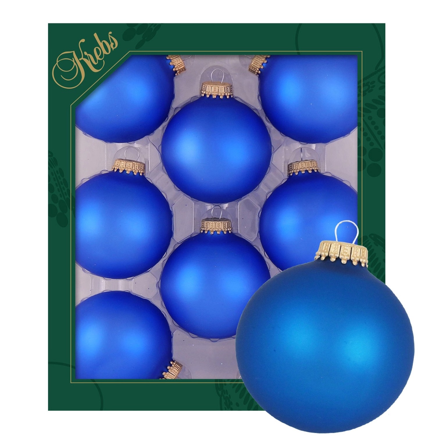 Krebs Glas Lauscha Weihnachtskugeln Blau Matt Uni 8er-Set 7cm
