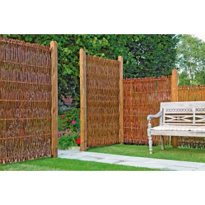 T & J Weidengeflechtzaun Fuego, 120x100 cm, Sichtschutzzaun aus Weide mit Holzrahmen.