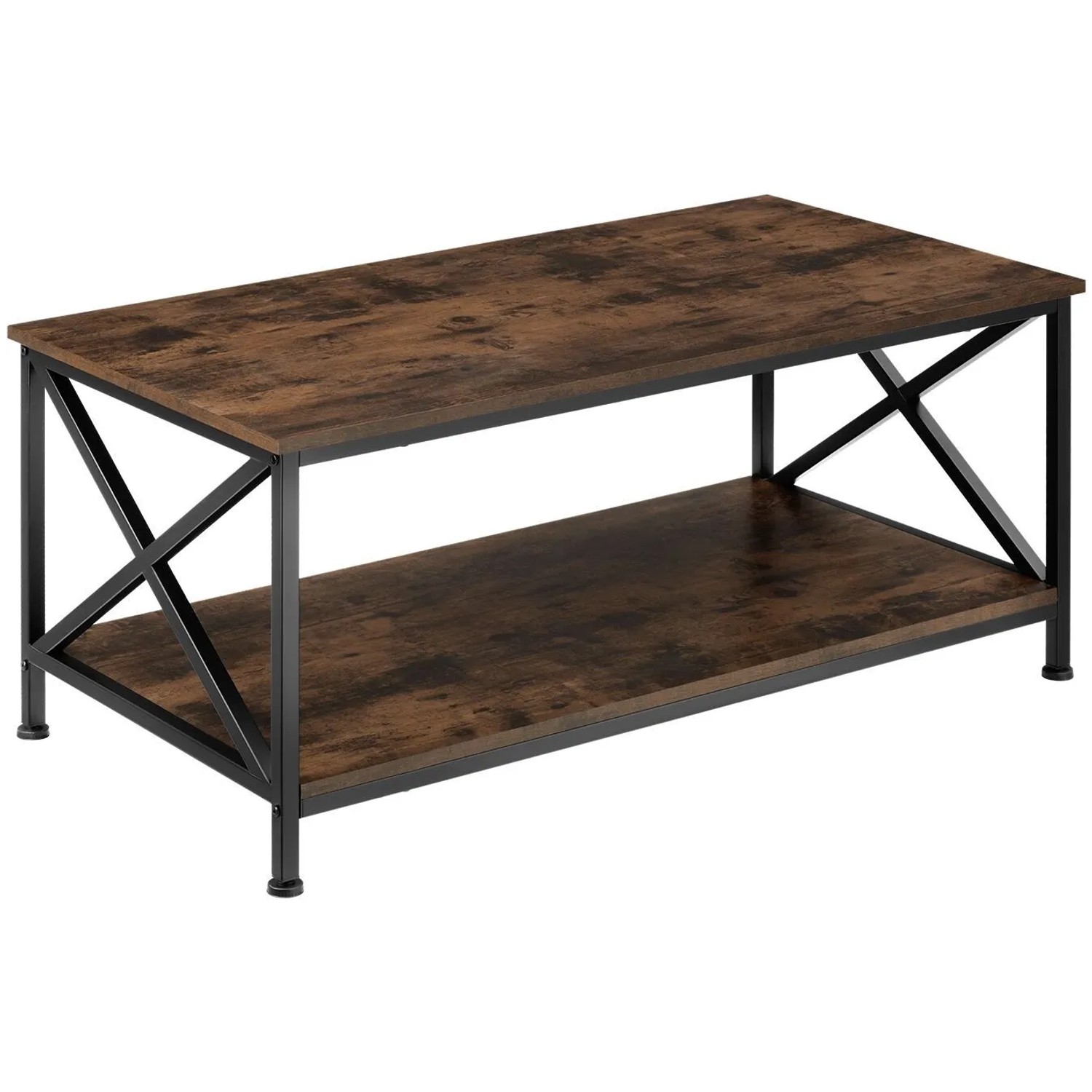 Tectake Couchtisch Pittsburgh Industrial Style Holz und Stahl  100 x 55 x 45 50 cm Industrial Holz Dunkel  Rustikal
