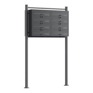 Wiltec 8Er Briefkastenanlage Anthrazit 2X4 Fächer Standbriefkasten Briefkasten