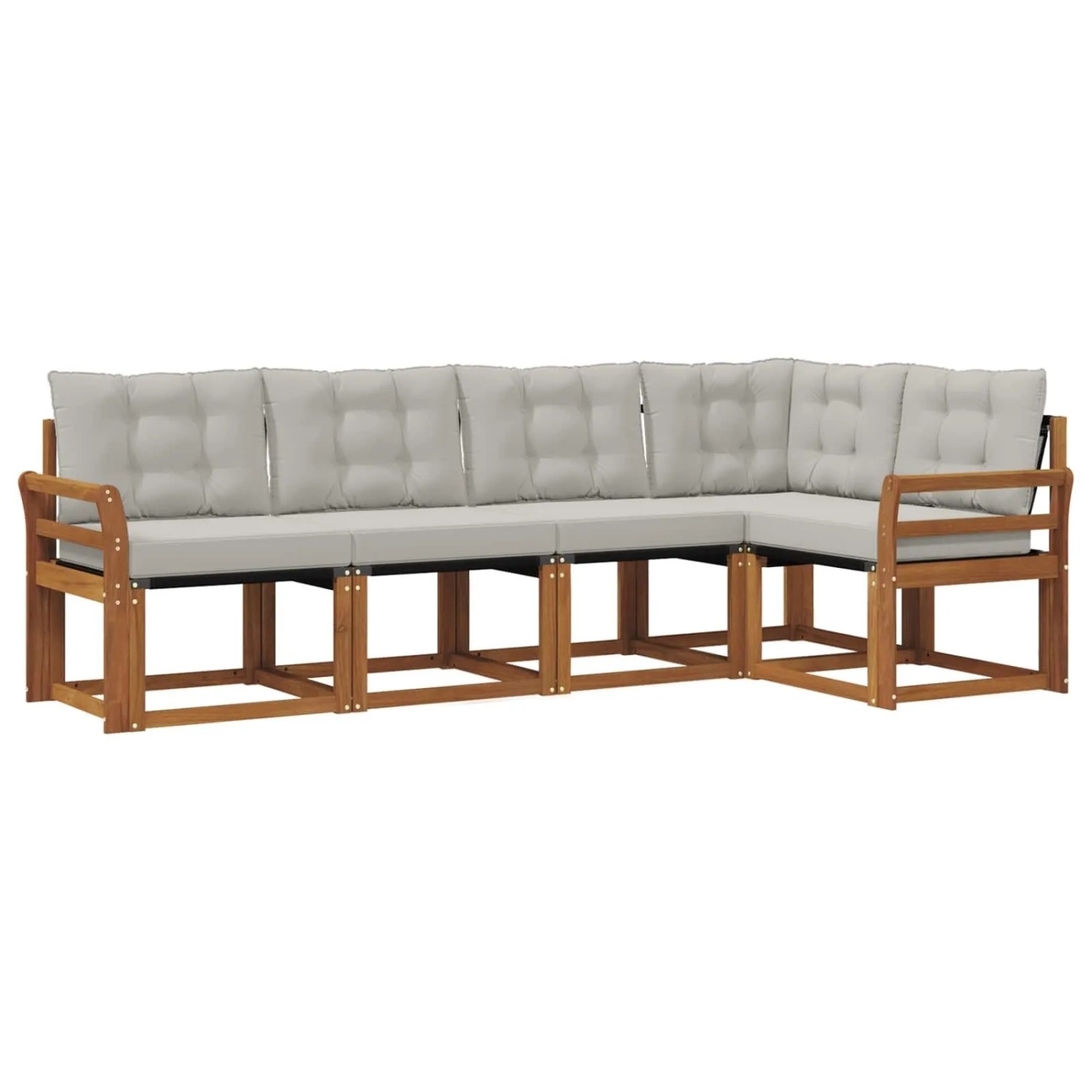 vidaXL Outdoor-Sofagarnitur mit Kissen 5-Tlg Natur und Hellgrau 3368666