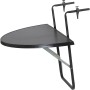 Halbrunder, anthrazitfarbener Balkonhängetisch 100x50 cm, platzsparend abklappbar.