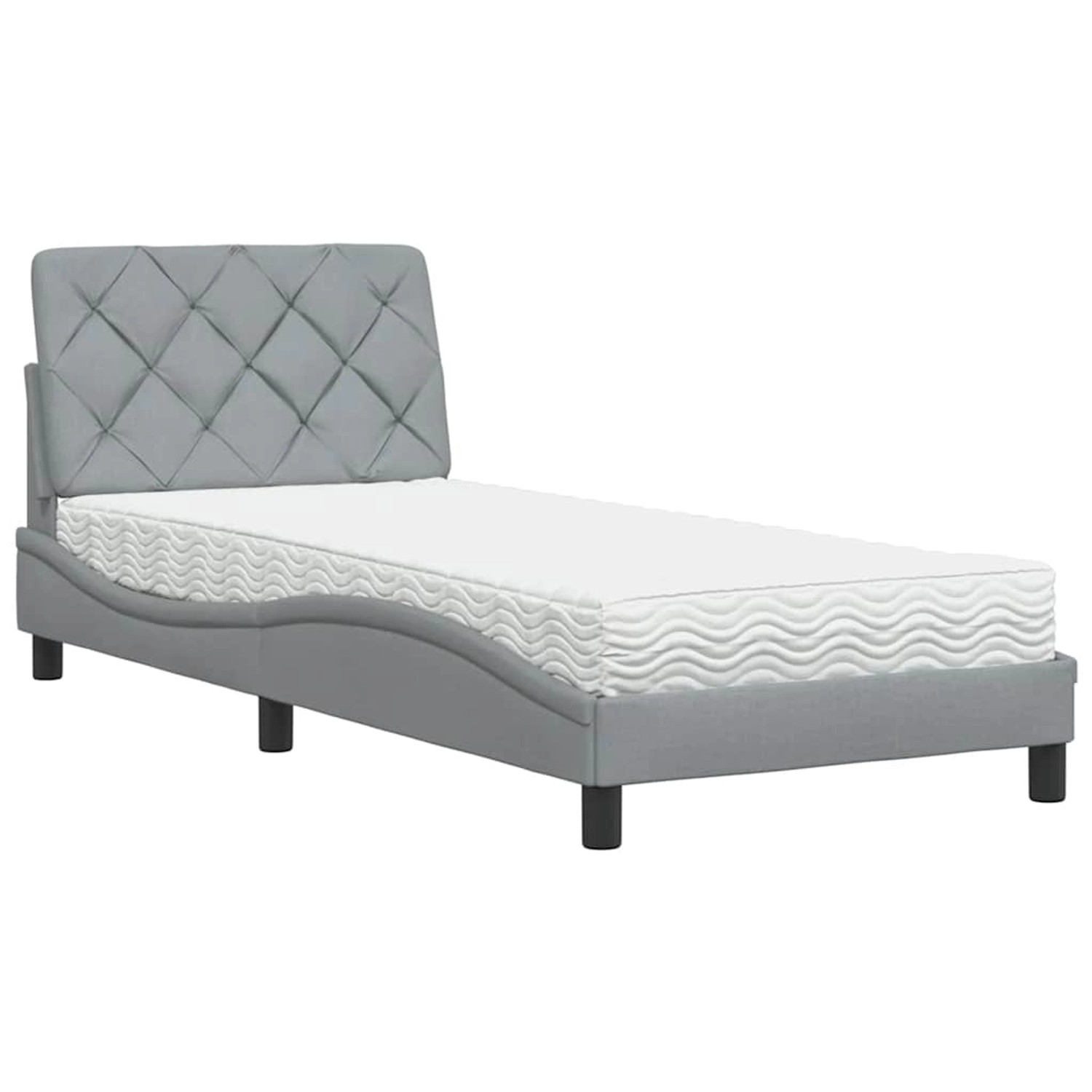 vidaXL Bett mit Matratze Hellgrau 80x200 cm Stoff 3310699