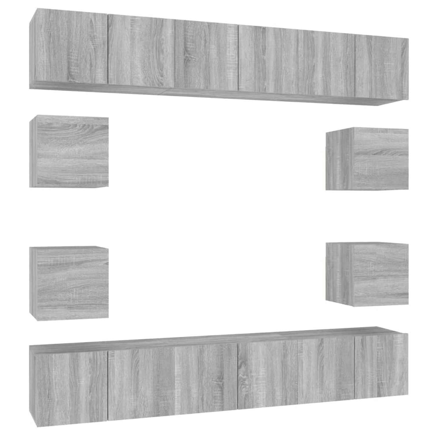 vidaXL 10-Tlg TV-Schrank-Set Grau Sonoma Holzwerkstoff 3120216